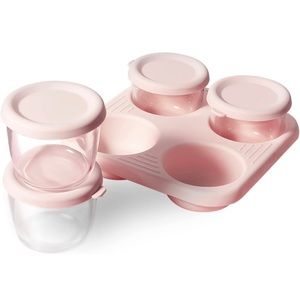 4 Pcs Small Glass Baby Food Storage Containers Lids Stackable Leakproof Airtight
